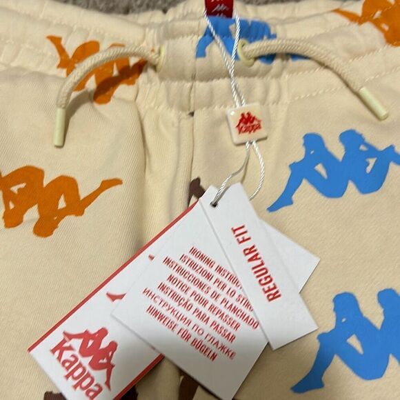 Kappa Size 8 Youth Sneek Man Multicolor Logo Joggers Sweatpants Beige Streetwear - Picture 8 of 13